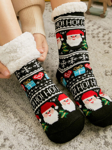 Airchics chaussettes de sol doublé polaire femme hiver noël